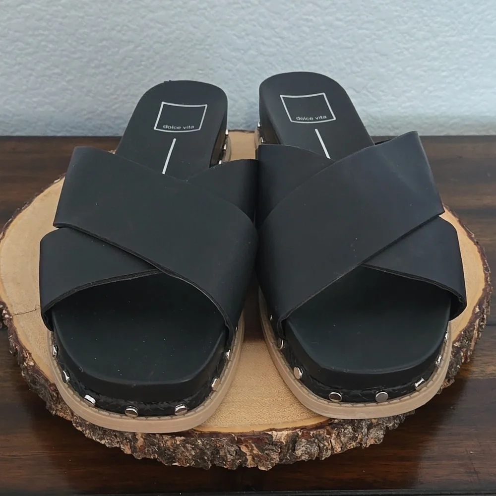 DOLCE VITA Gracy Platform Strap Footbed Sandals In Black Size 10